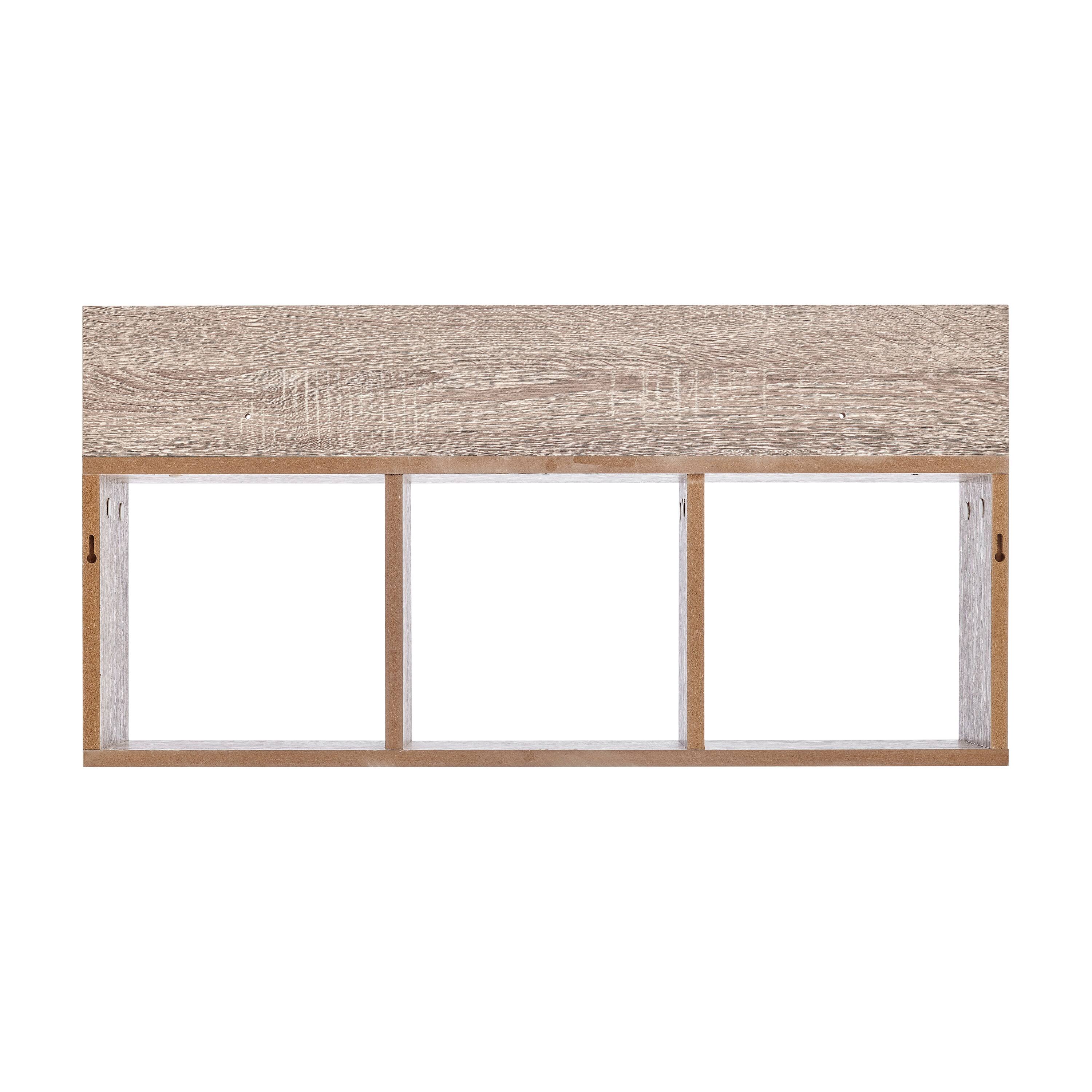 Alt View 7. Danya B - Modern 3 Cube Floating Wall Shelf with Display Ledge - Oak - Weathered Oak.