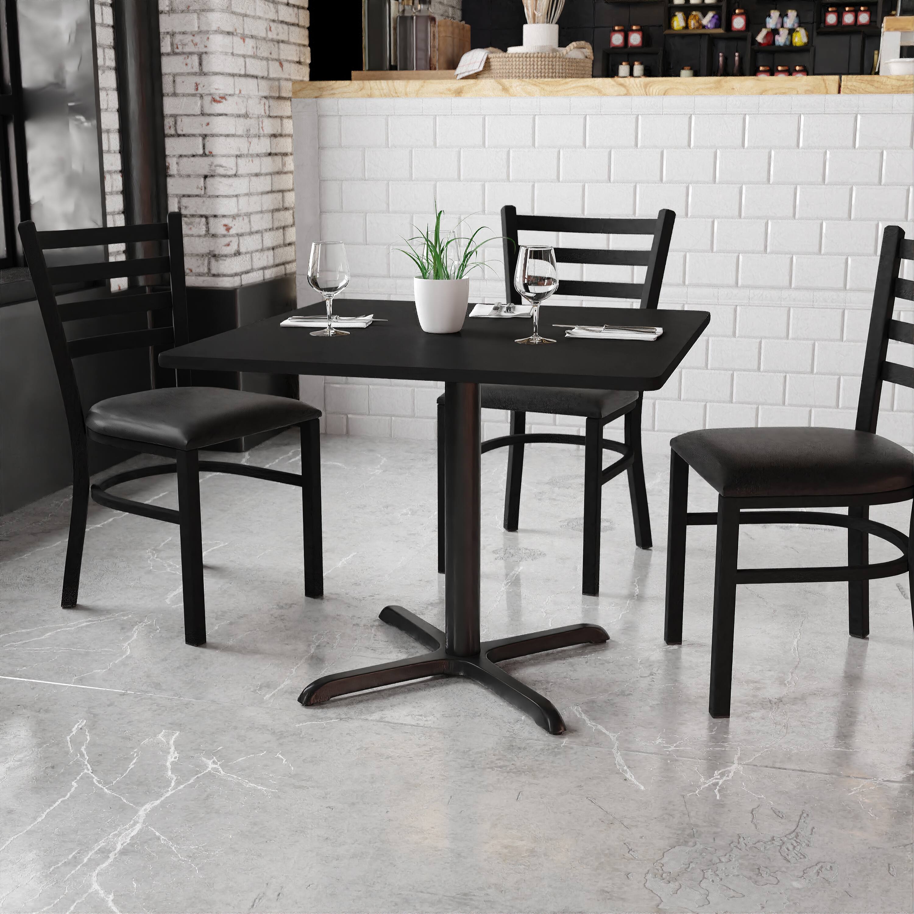 Alt View 1. Emma + Oliver - 36" Square Laminate Table Top with 30"x30" Table Height Base - Black.