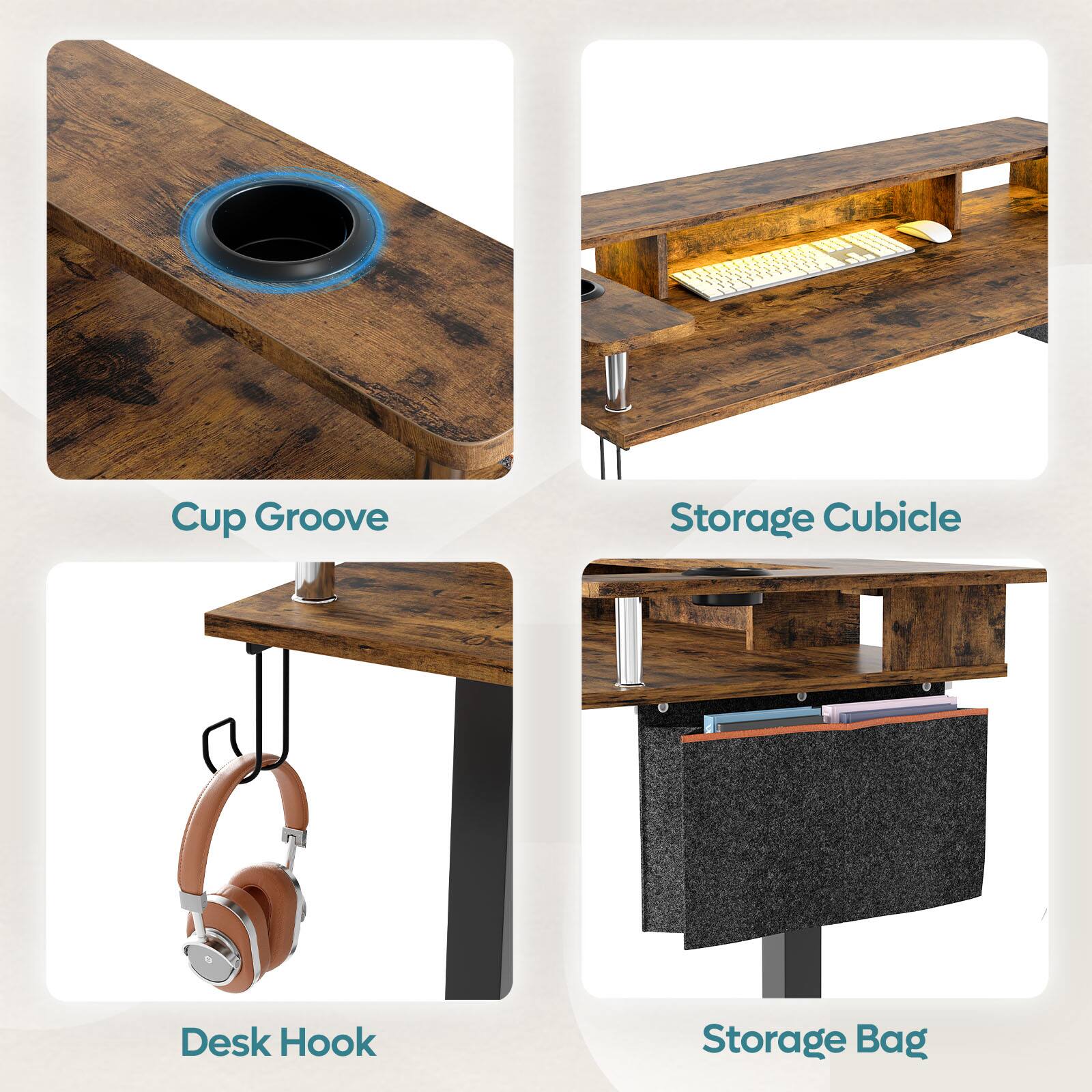 Cup Groove Storage Cubicle Desk Hook Storage Bag
