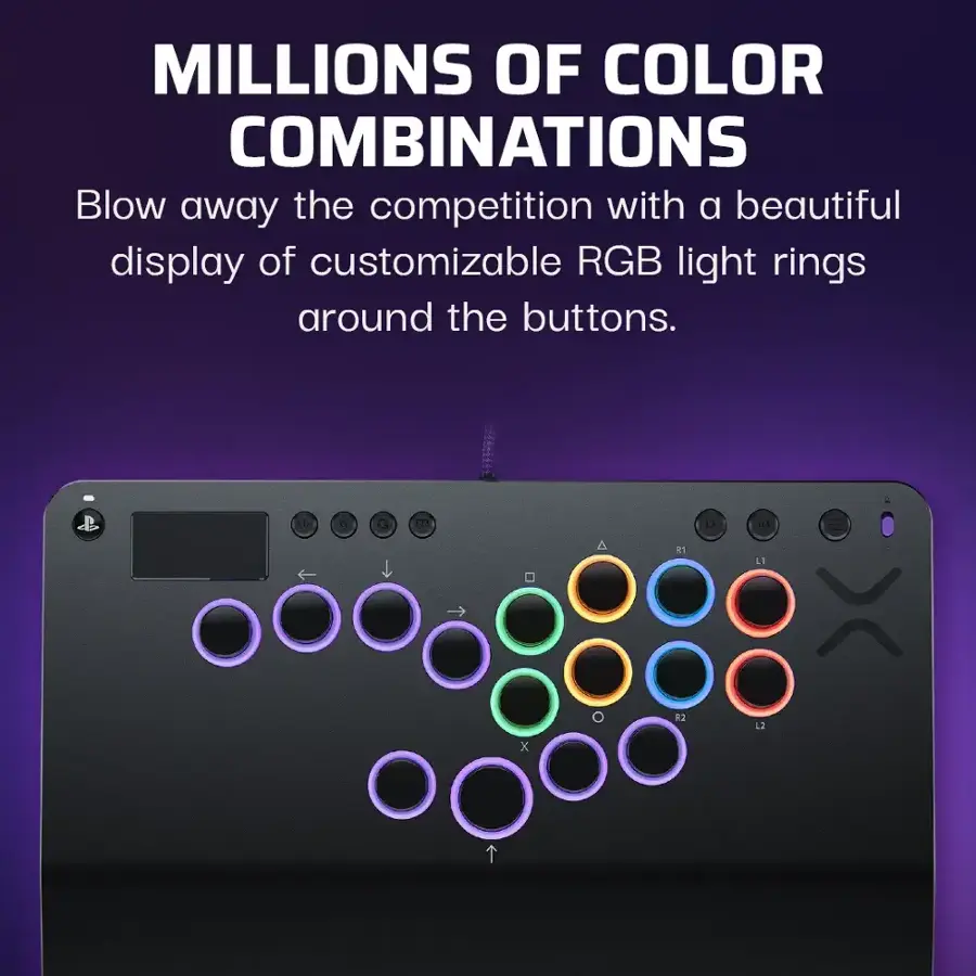 "Millions of Color Combinations" blow away the competition with a beautiful display of customizable RGB light rings around the buttons.