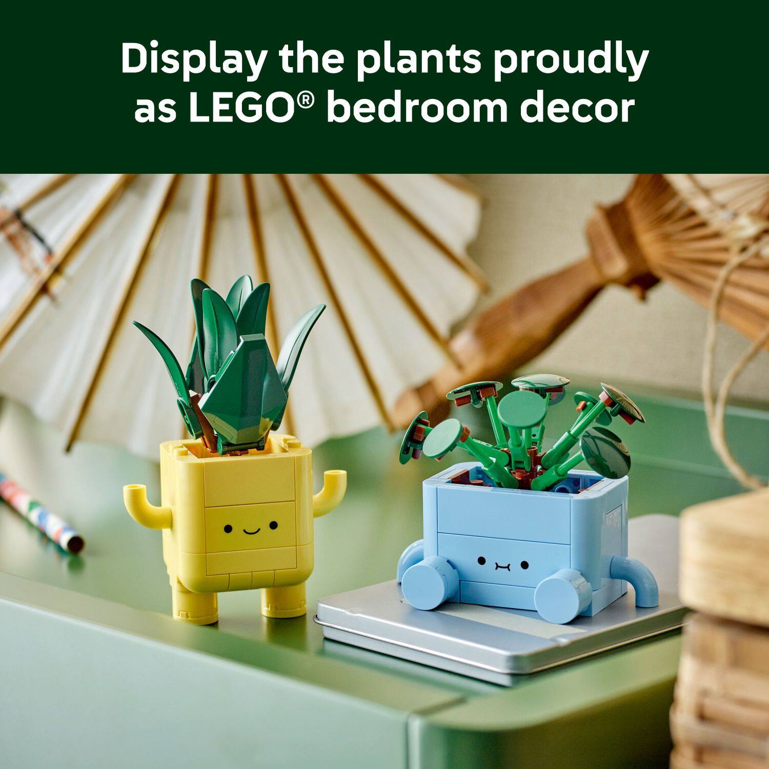Display the plants proudly as LEGO® bedroom decor