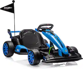 GARVEE - 24V Go Kart, Electric Drift Kart Car with Adjustable Seat, Outdoor Ride On Toy with Variable Speed Mode - Blue