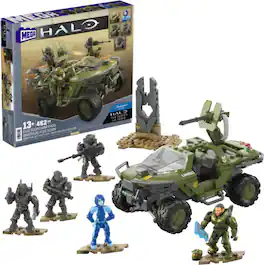 Mega Bloks - HALO FLEETCOM Warthog Vehicle, 462 Piece Buiding Toy Set with 5 Micro Action Figures - Collectibles - Multicolor