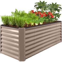 Best Choice Products - 8x2x2ft Raised Metal Outdoor Garden Bed for Flowers Vegetables Herbs - Taupe