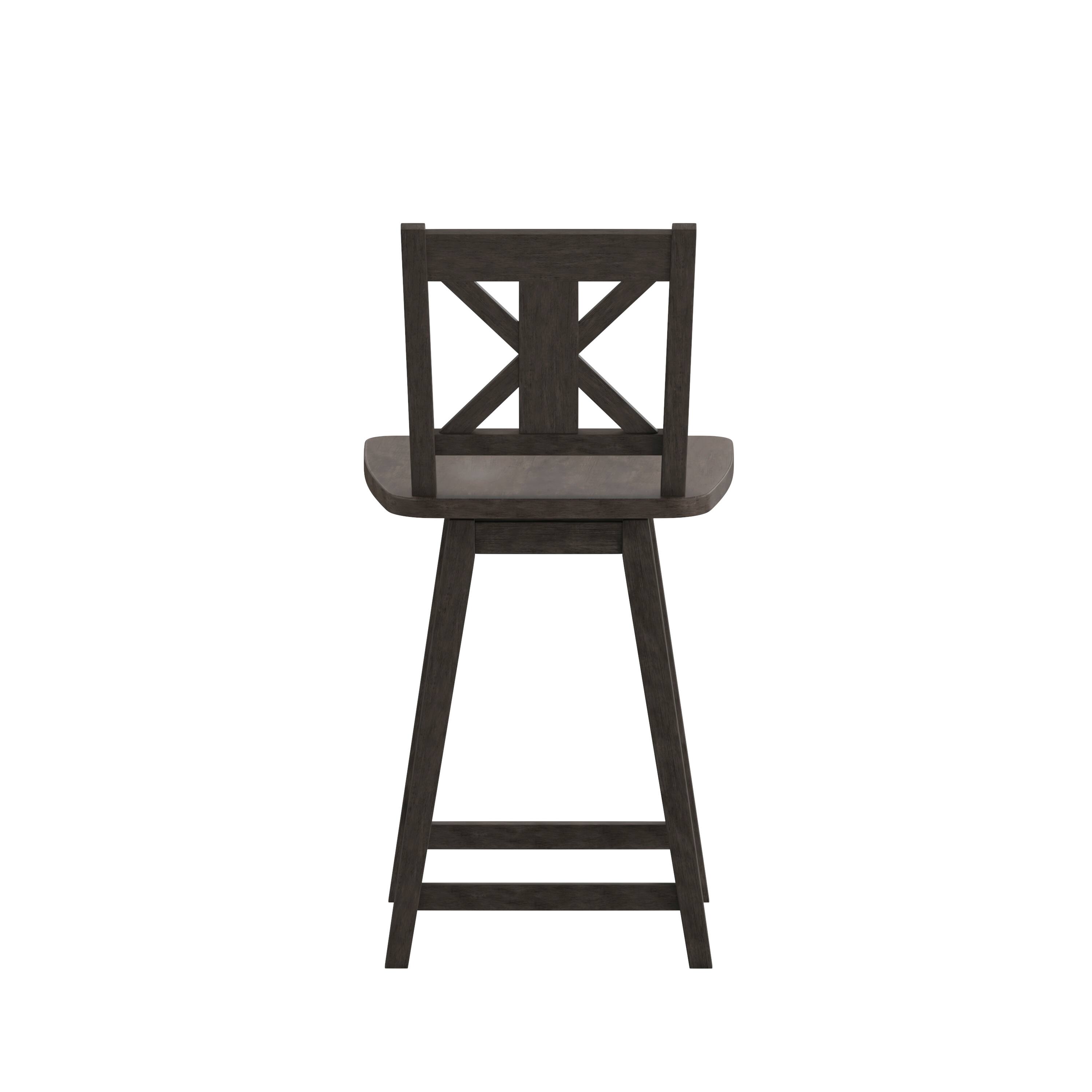 Back. Flash Furniture - Gwendolyn Commercial Grade Solid Wood Modern Farmhouse Swivel Counter Height Barstool in Gray Wash Walnut - Gray.