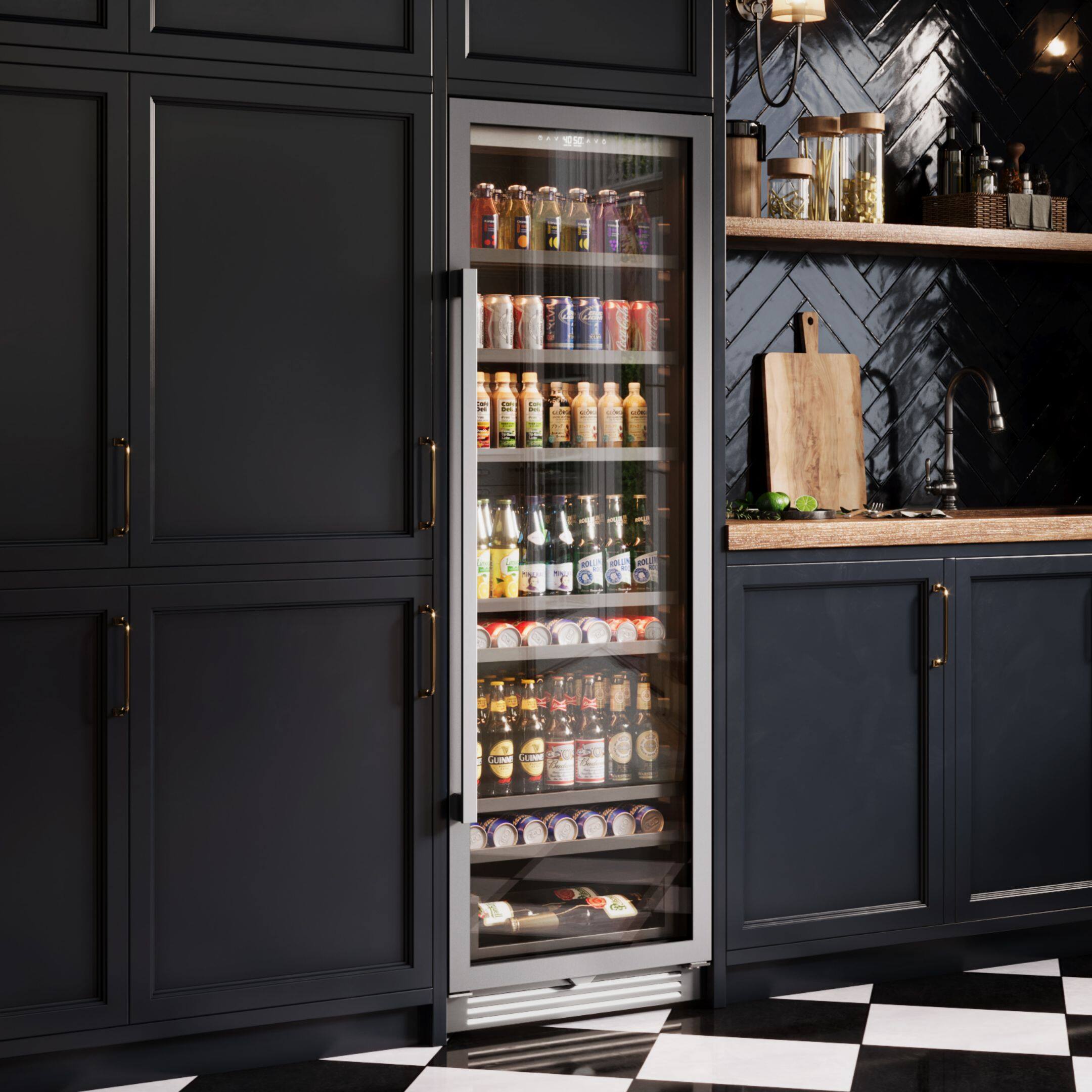 Back. Ca'Lefort - 24 inch 373 Cans Beverage Refrigerators,Freestanding or Built-In Beverage Cooler with 3 Color LED Light for Home,Bar - Silver.