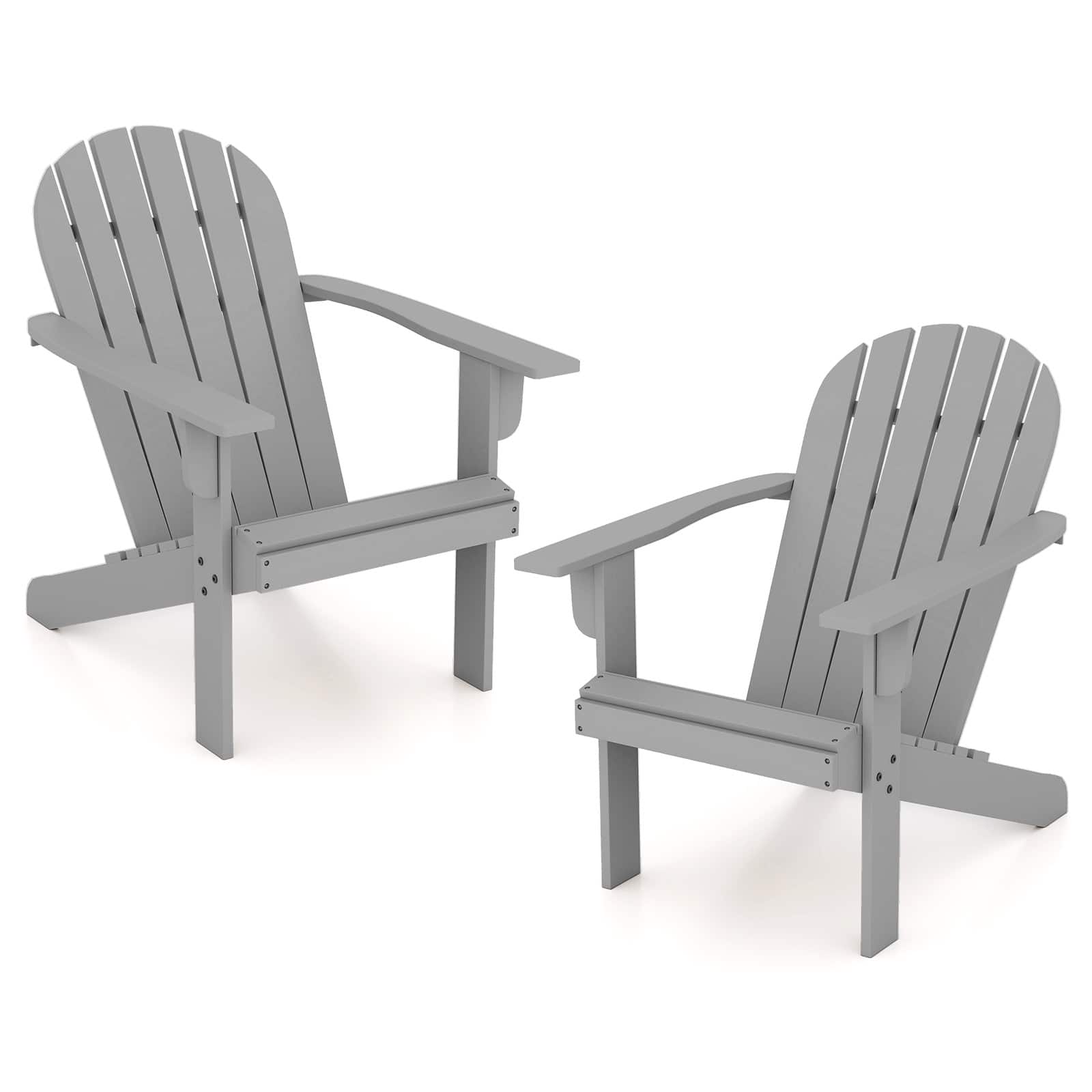 Front. Gymax - Gymax 2PCS Patio Adirondack Chair w/ Inclined Seat High Backrest & Wide Armrests Gray - Gray.