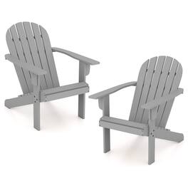 Gymax - 2PCS Patio Adirondack Chair w/ Inclined Seat High Backrest & Wide Armrests - Gray
