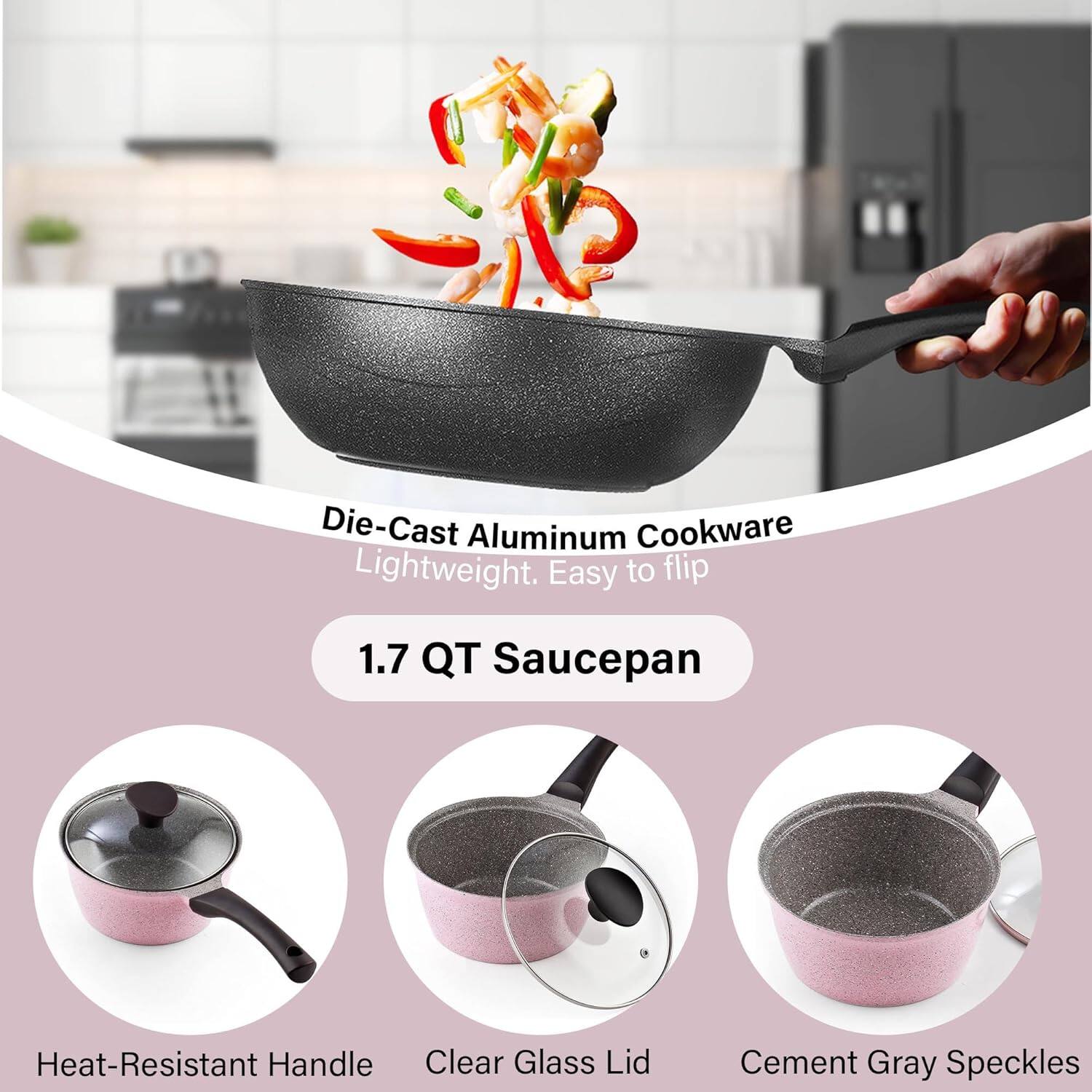 Cook N Home 6 Piece Cast Aluminum Ceramic Nonstick Cookware Set in ...