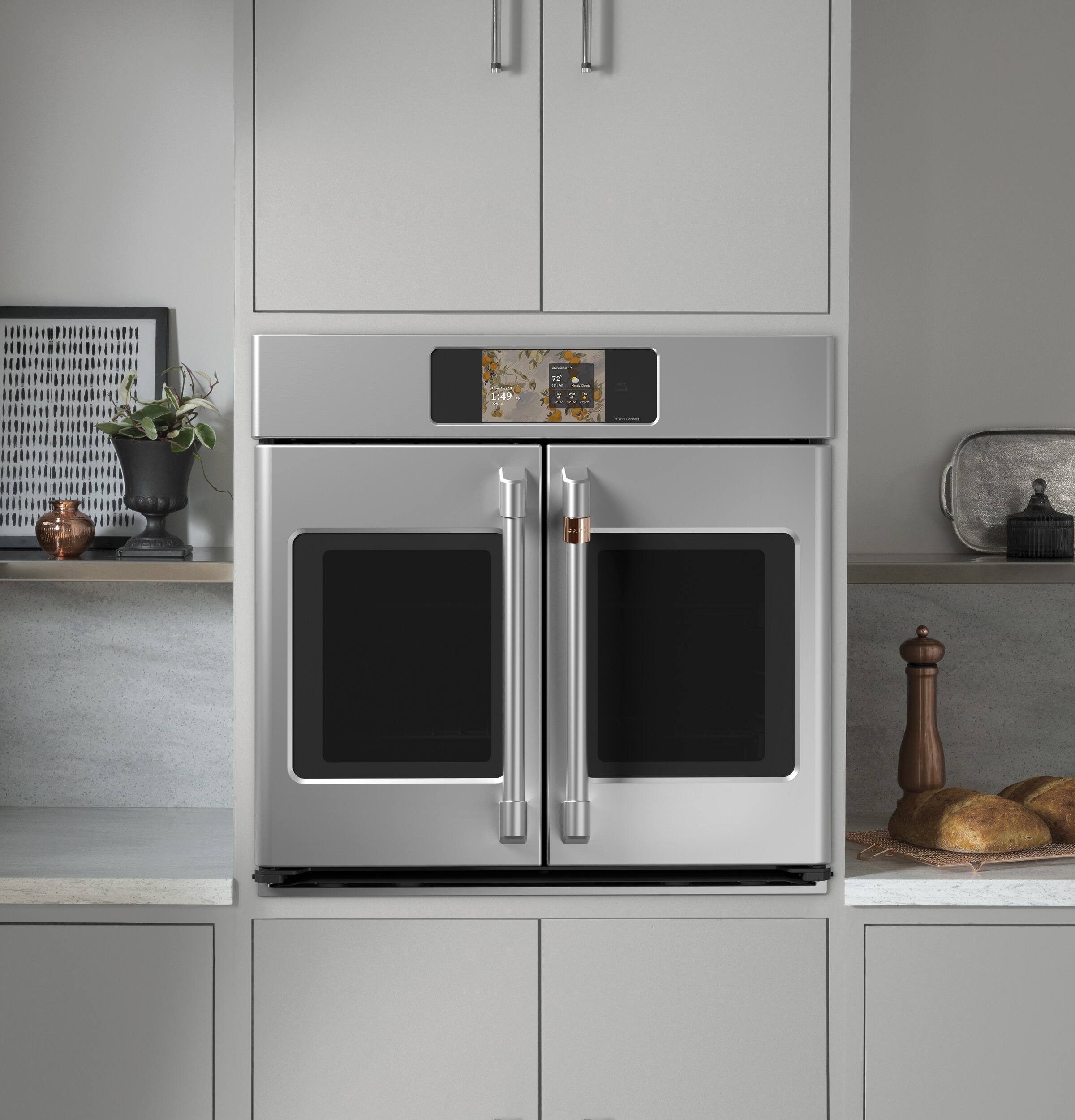 Alt View 12. Café - 30" Smart Built-In Single Electric Convection French-Door Wall Oven with Air Fry and Precision Cooking Modes - Stainless Steel.