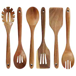 MegaChef - 6 Piece Acacia Wood Kitchen Utensil Set - Brown