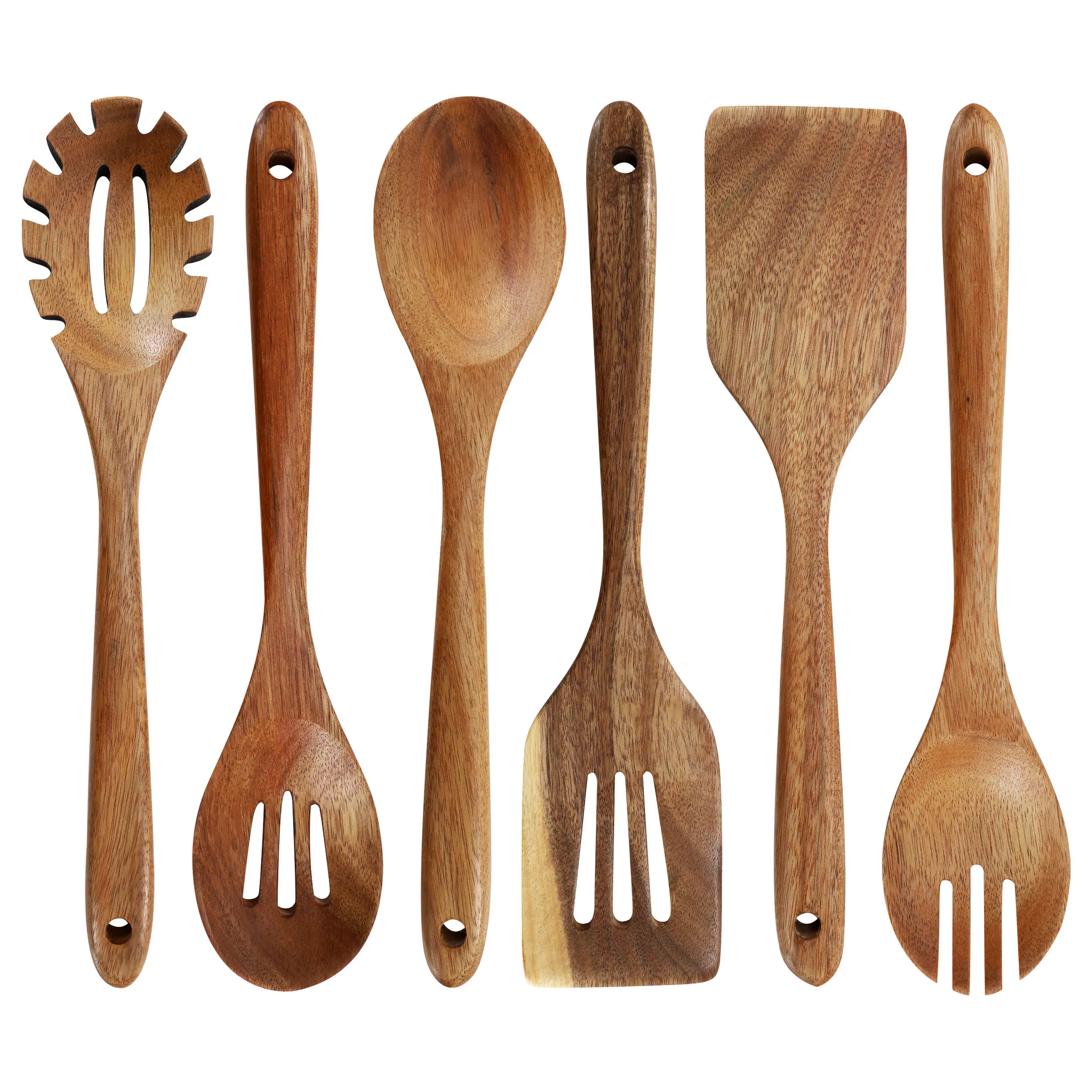 Front. MegaChef - MegaChef 6 Piece Acacia Wood Kitchen Utensil Set - Brown.