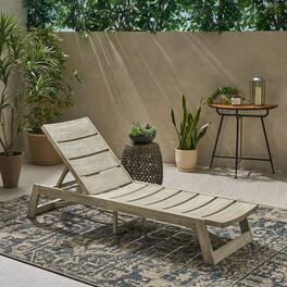 Mondawe - Outdoor Acacia Wood Chaise Lounge Chair - Gray