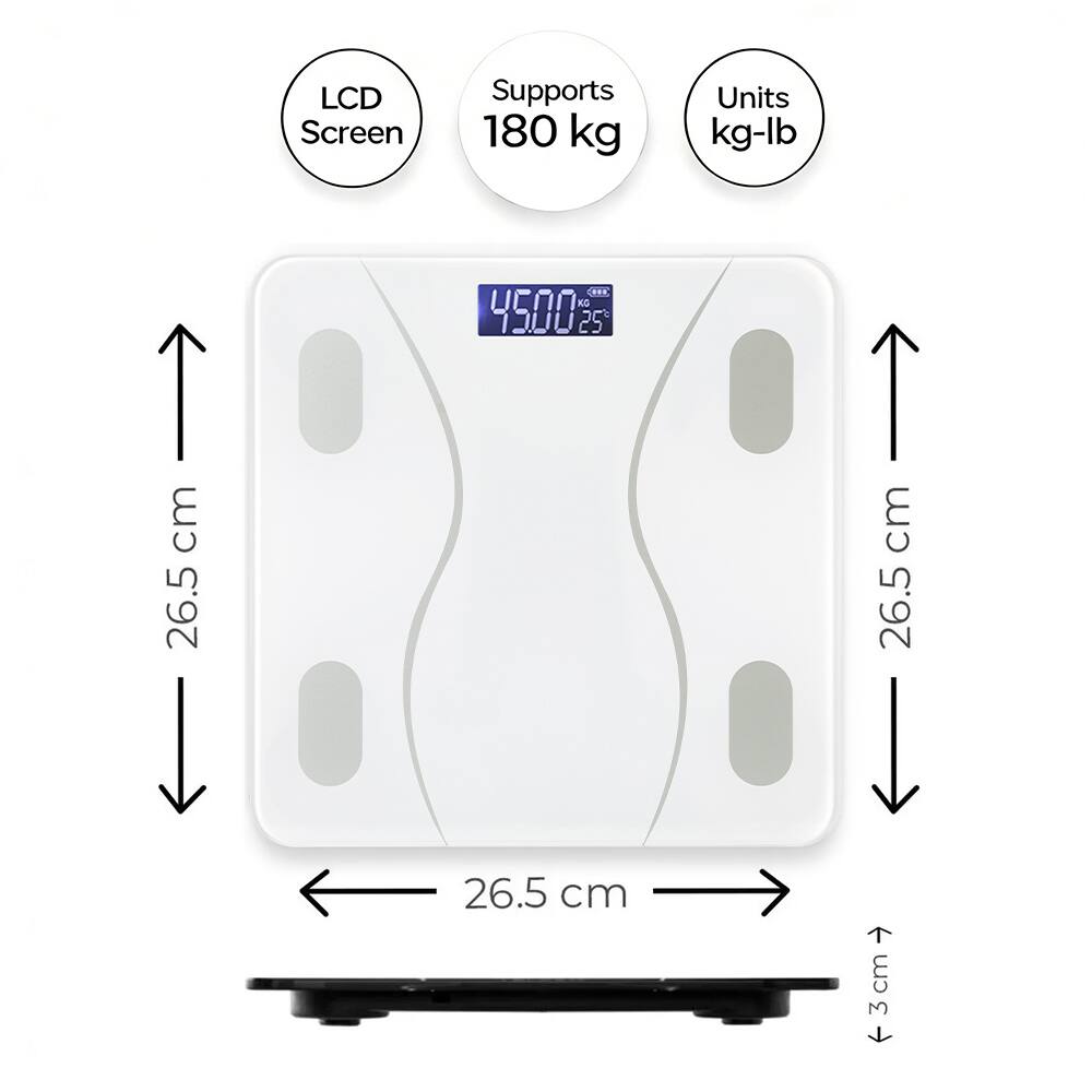 LCD Screen Supports 180 kg Units kg-lb

25 cm
26.5 cm
26.5 cm
26.5 cm
3 cm