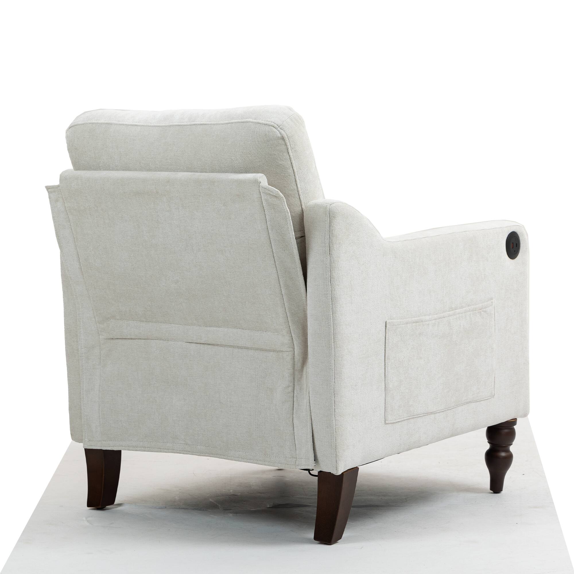 Alt View 8. APRILSOUL - Accent Comfy Chenille Chair charging Comfy Upholstered Arm Chair Storage for Living Room Bedroom - Beige.