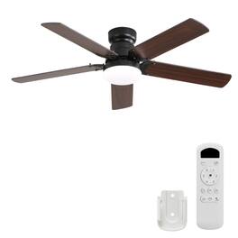 LUCKY ONE - 42" Ceiling Fan with Light Remote 5 Blades DC Motor 3 Mount Options - Black