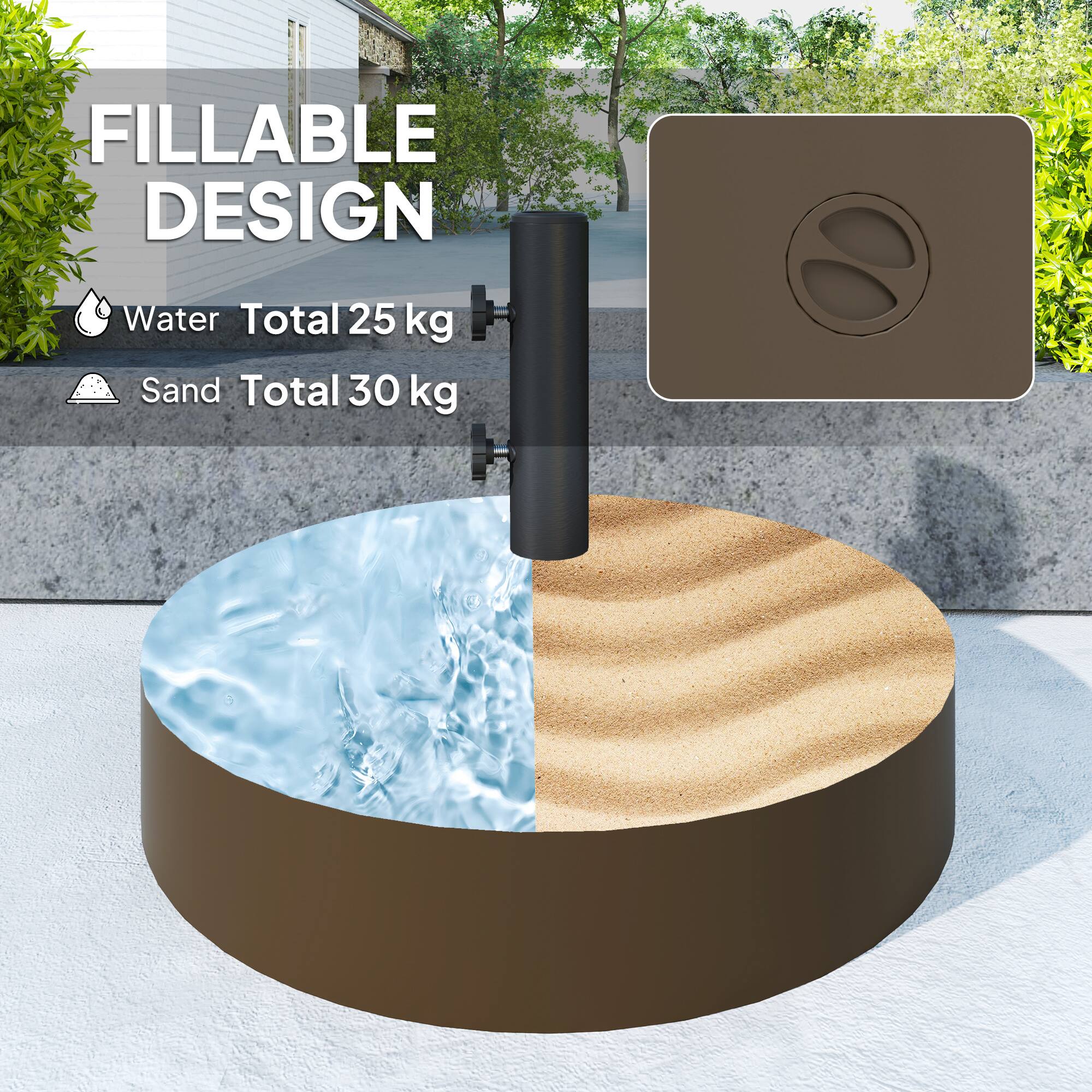 FILLABLE DESIGN
Water Total 25 kg
Sand Total 30 kg