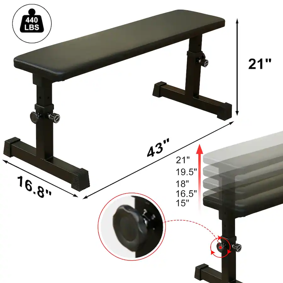 Ffe Height Ropilly Flat Weight Bench for Strength Training Adjustable Height Heavy ...