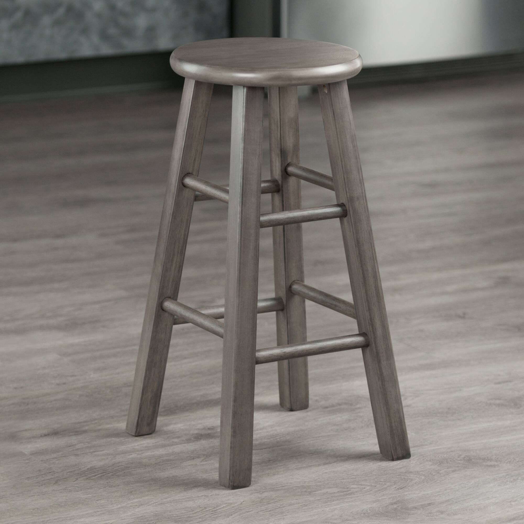 Front. Winsome Wood - Ivy Square Leg Counter Stool - Rustic Gray.