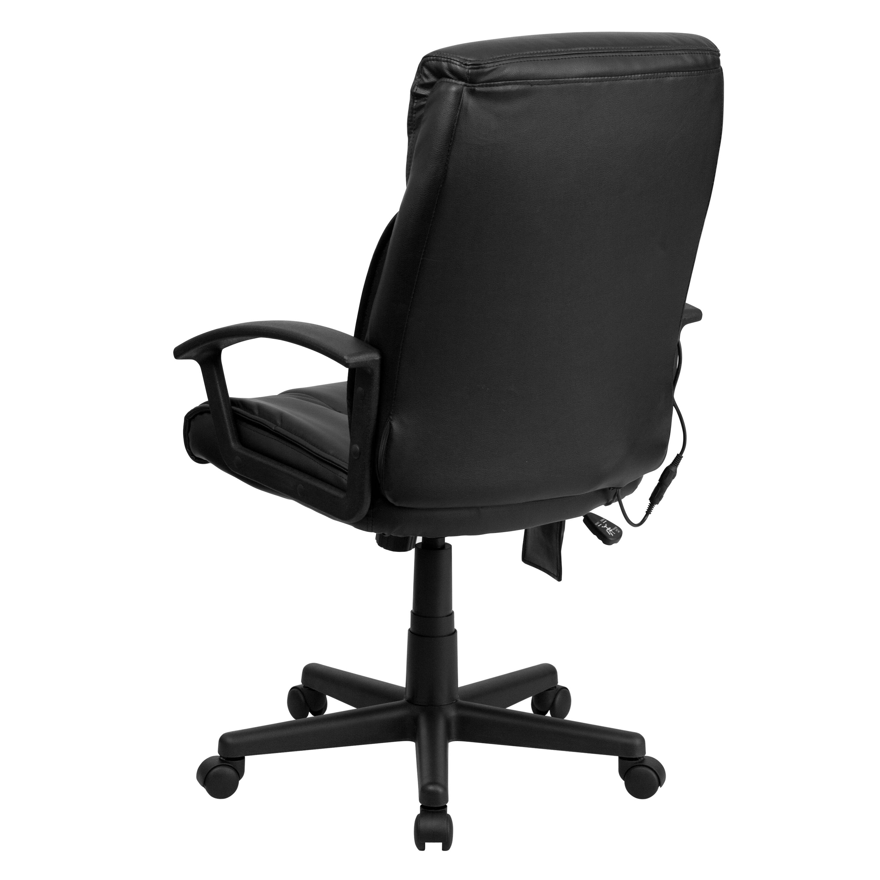 Alt View 5. Emma + Oliver - High Back Massaging LeatherSoft Upholstered Chair with Side Remote Pocket - Black.