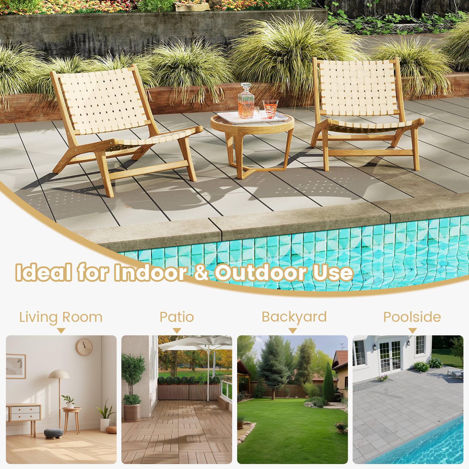 Ideal for Indoor & Outdoor Use

Living Room  
Patio  
Backyard  
Poolside