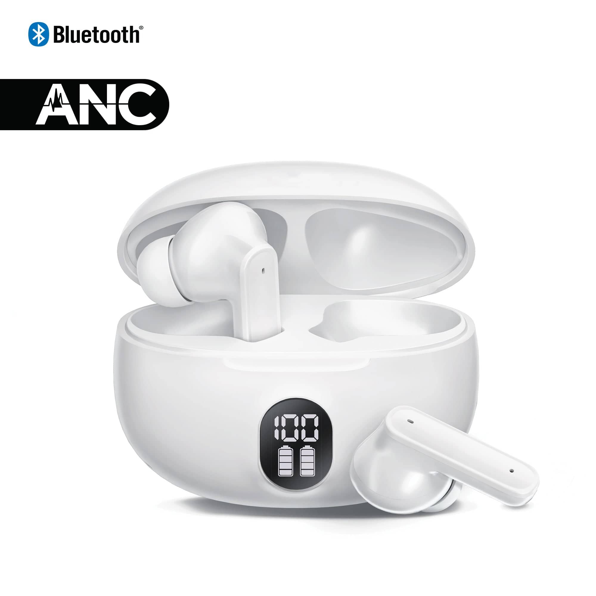 iBasics - ANC True Wireless Earbuds – Bluetooth Noise Cancelling Earbuds - White