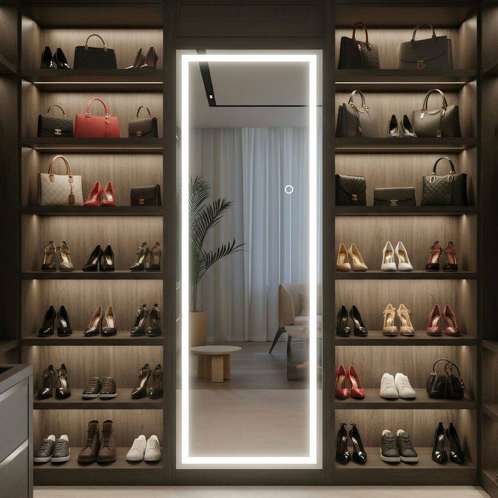 Alt View 7. Kadyn - 64x21 Inch Frameless Full-Length Vertical LED Mirror with Modern Design - Black.