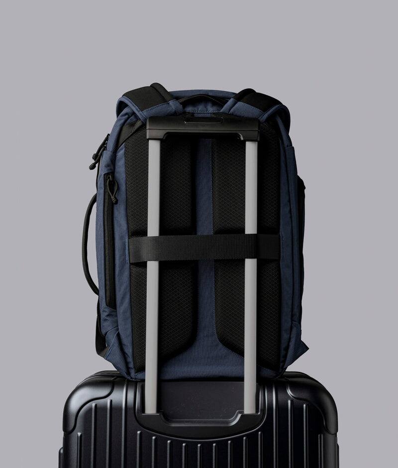 Back. ALPAKA - Traverse Backpack Laptop Backpack for Men, Backpack with Laptop Compartment (16"), Clamshell Travel Pack, Bottle Sleeve - Moonlight Blue Axoflux 400D Ripstop Nylon.