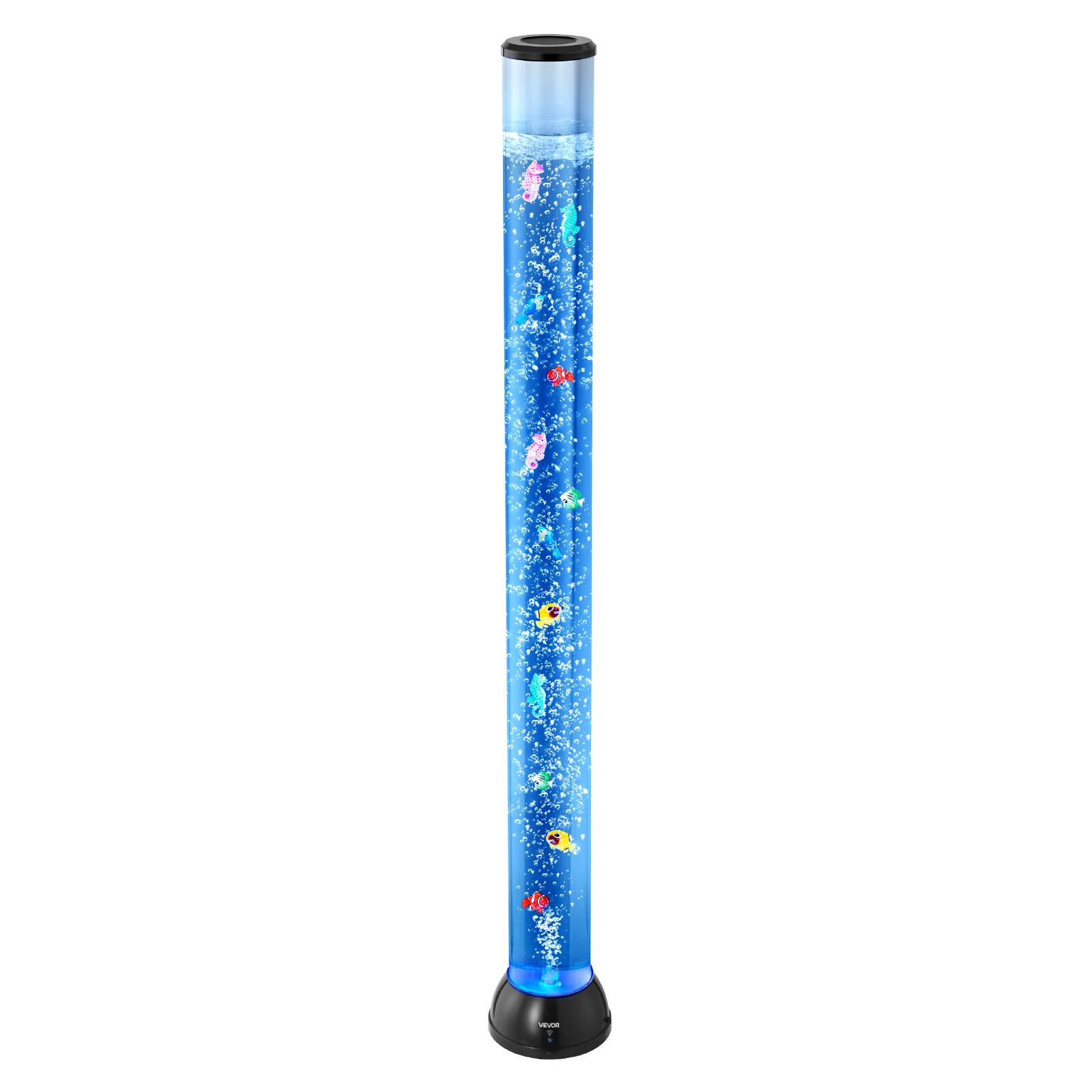 Alt View 5. VEVOR - Sensory Bubble Tube Lamp, 4 ft Bubble Fish Tube, Sensory Aquarium Lamp with 10 Floating Fish & 16 Color Effects - Black.