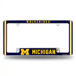 Rico Industries - Michigan-Wolverine's Chrome Metal License Plate Frame with Full Frame Team Color Graphics - Multi
