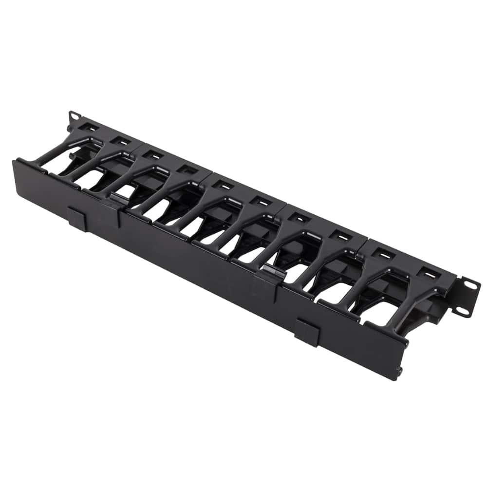 Front. RackSolutions - RackSolutions 1U Horizontal High Density Cable Duct with Cover - Black.