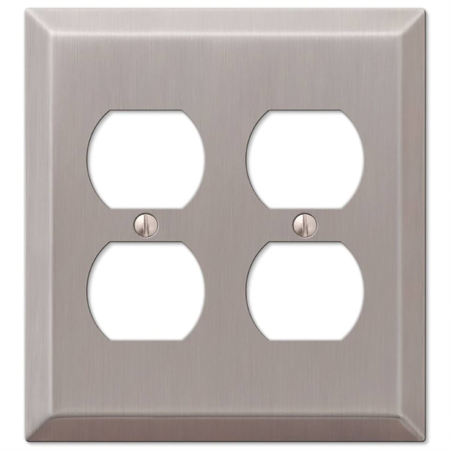 Angle. AMERELLE - Amerelle Century Brushed Nickel 2 gang Stamped Steel Duplex Wall Plate 1 pk - Nickel.