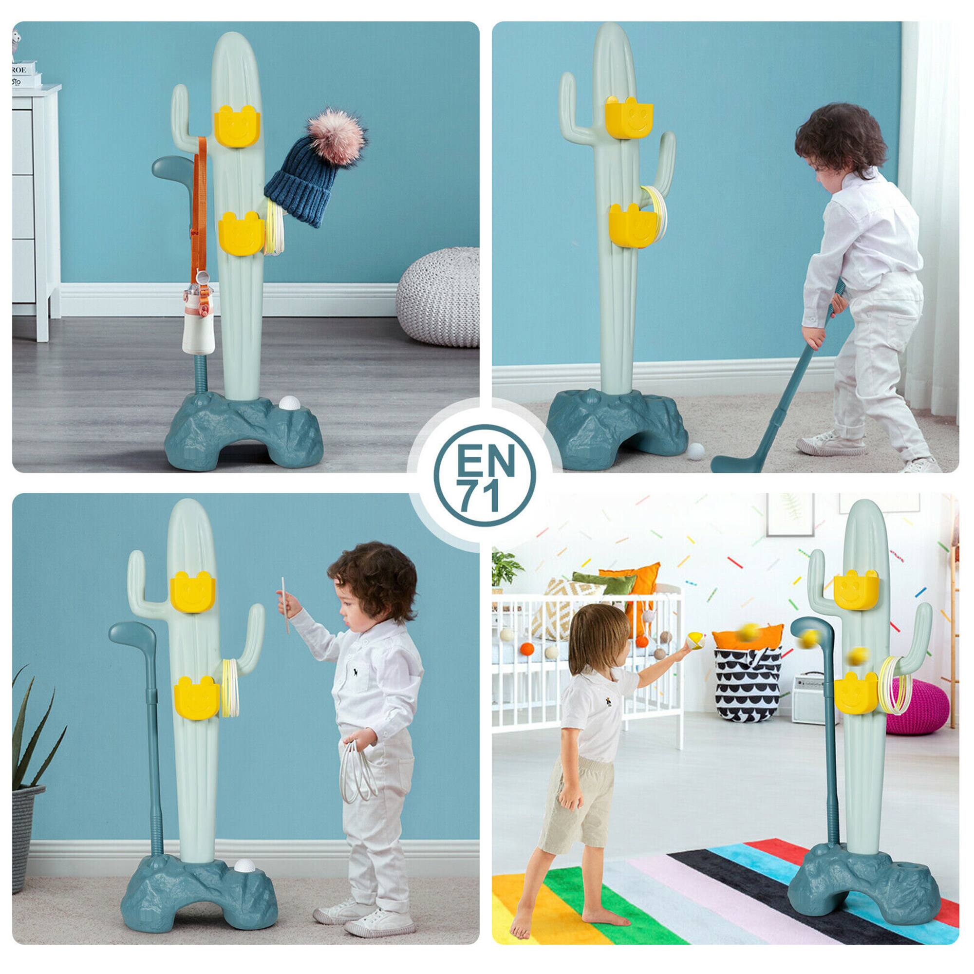Alt View 7. Costway - Costway 3-in-1 Sports Activity Center w/Golf & Ring-Toss Cactus Toy Stand - Multicolour.