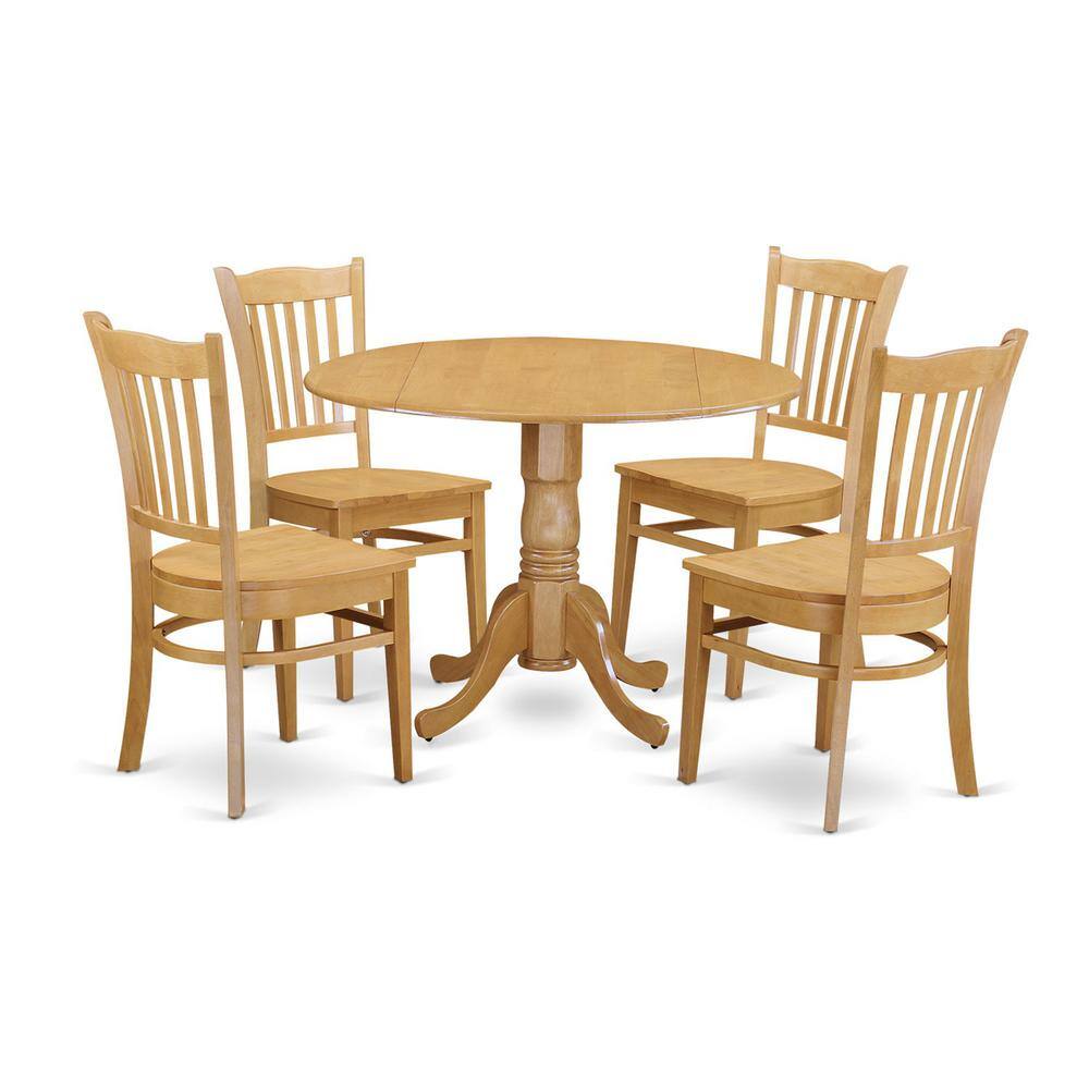 Back. East West Furniture - 5 PcKitchen Table set - Kitchen Table and 4 Kitchen Dining Chairs - Oak.