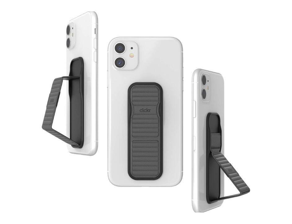 Front. CLCKR - Clckr Stand & Grip Pebbled Line Phone Grip | Color: Grey - Grey.