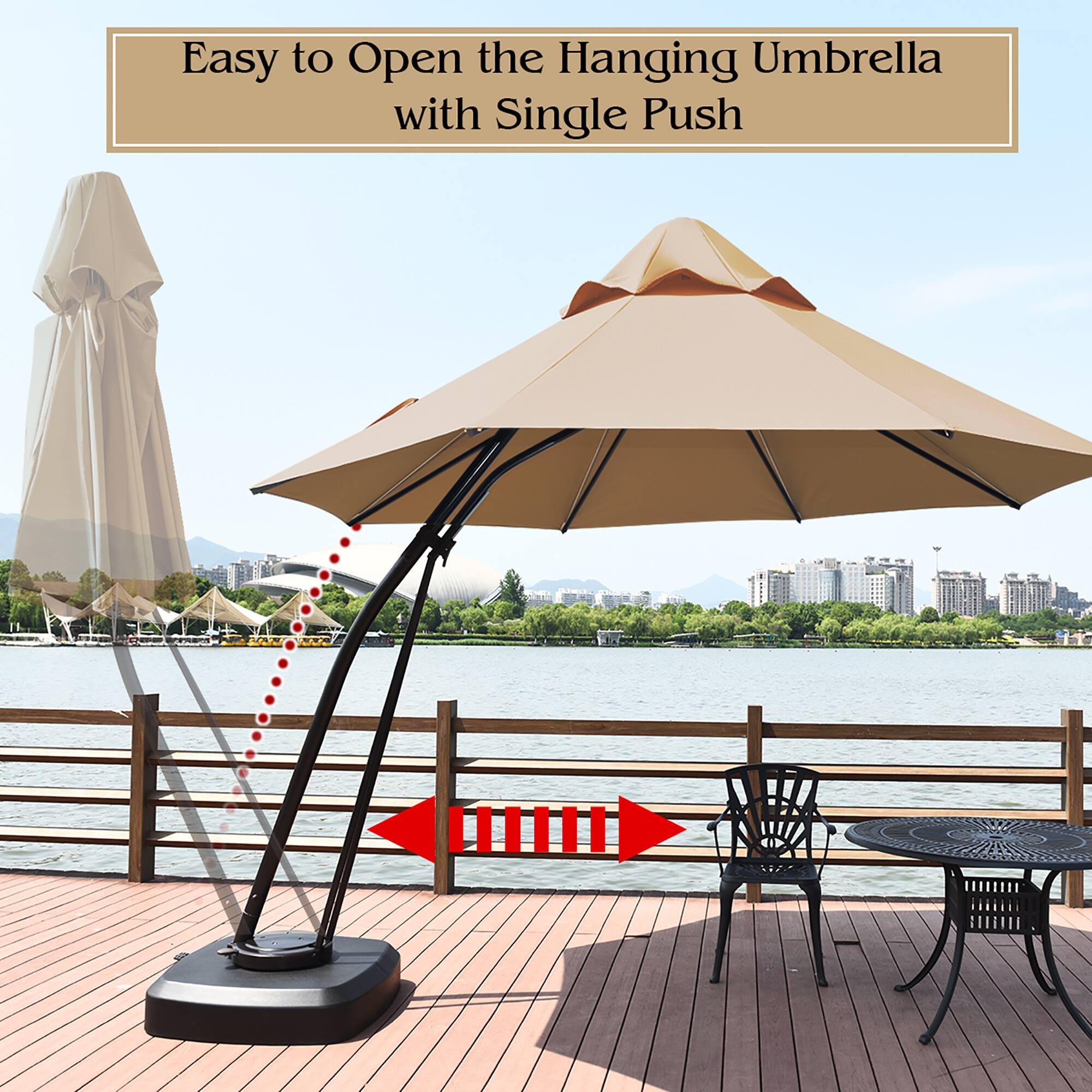 Easy to Open the Hanging Umbrella with Single Push