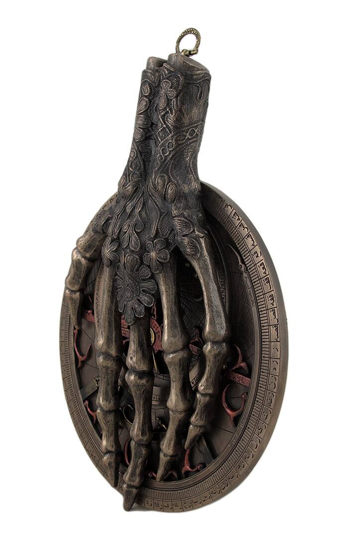 Alt View 1. Veronese Design - Skeletal Hand On Astrolabe Bronzed Wall Hanging Steampunk Gothic - Bronze.