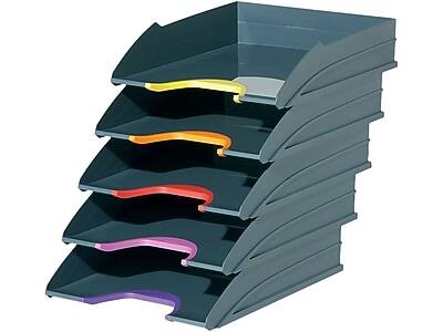 Alt View 1. Durable - VARICOLOR 5-Compartment Stackable Plastic Letter Tray Set - Anthracite Gray.