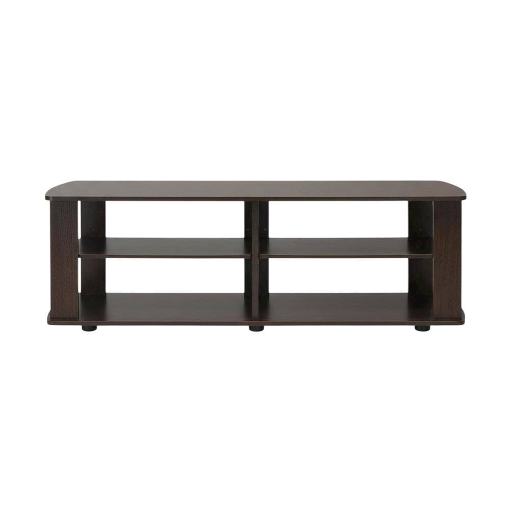 Alt View 3. FurniFact - Dark Brown TV Stand with Composite Wood Finish for Living Room Storage - Brown.