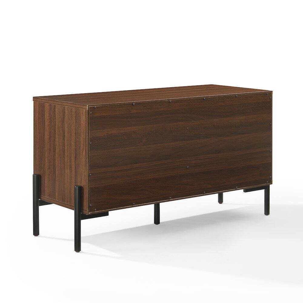 Alt View 1. Crosley Furniture - Greenwich Medium Record Player Stand With Vinyl Storage - Walnut.