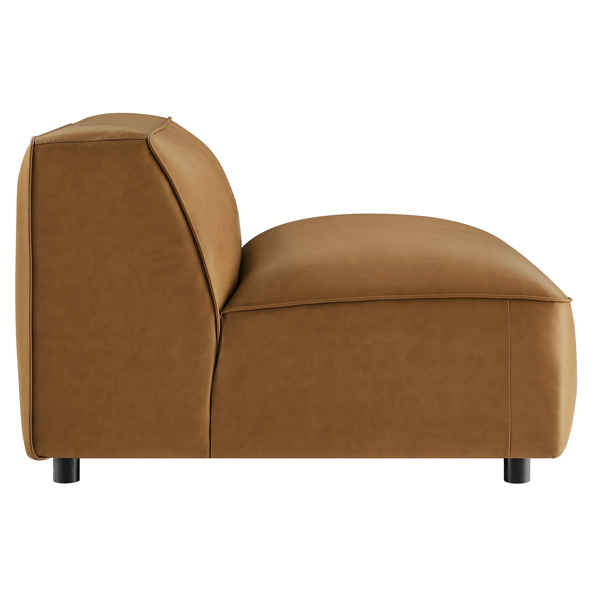Back. Modway - Auren Upholstered Vegan Leather Modular Armless Chair by Modway - Camel.