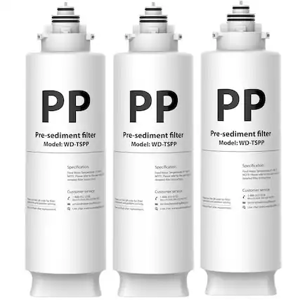 PP Pre-sediment filter
Model: WD-TSPP
Specification:
Feed Water Temperature: 4-100°F
Customer service:
1. 1-888-352-3558
2. service@waterdropfitech.com
3. Live chat: www.waterdropfitech.com
NOTE: Please refer to the user manual for detailed filter instructions.
Please scan the QR code for filter replacement and problem solving.