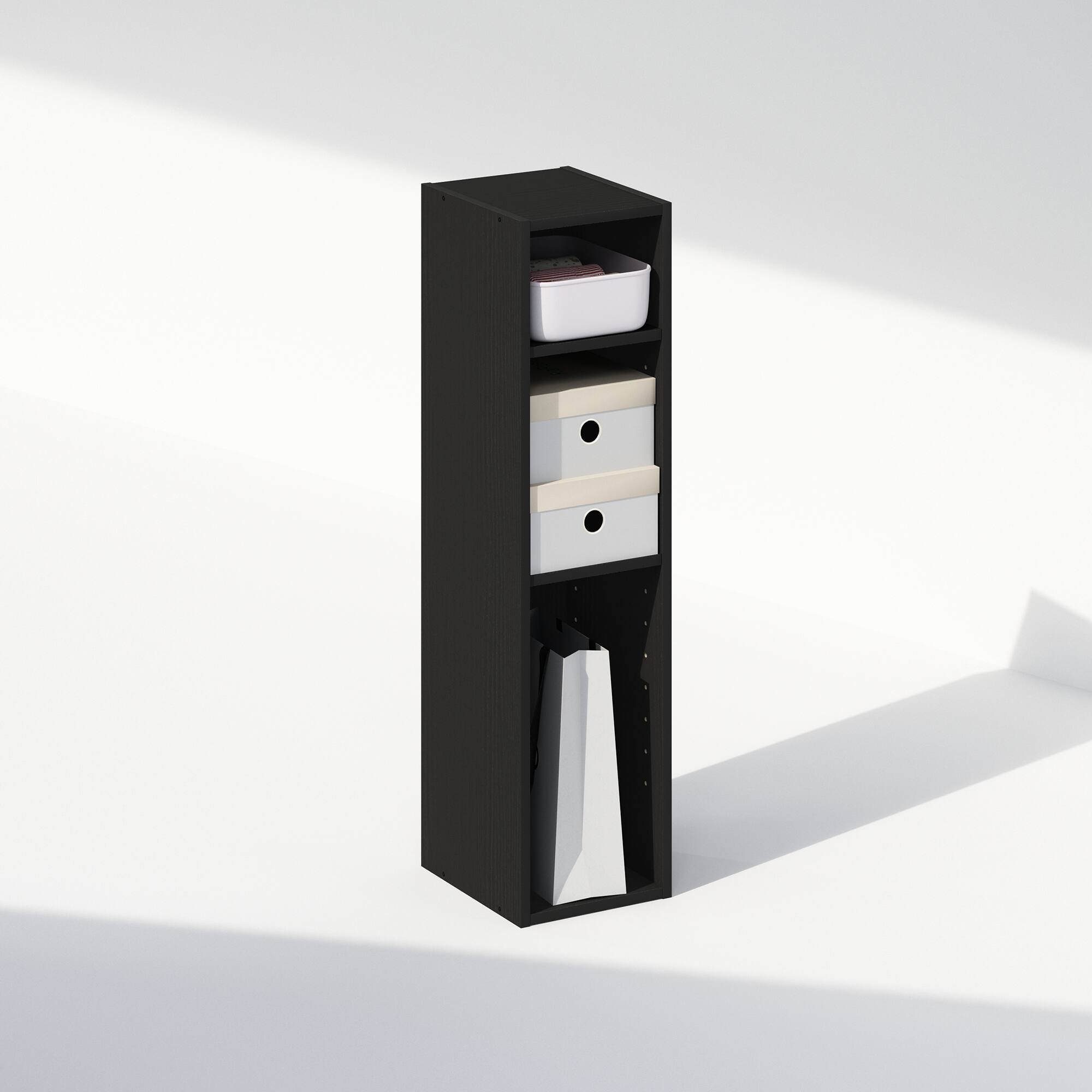 Alt View 3. Furinno - Reed 3-Tier Multipurpose Clothing & Closet Storage Organizer Shelf, 8-Inch Width - Blackwood.