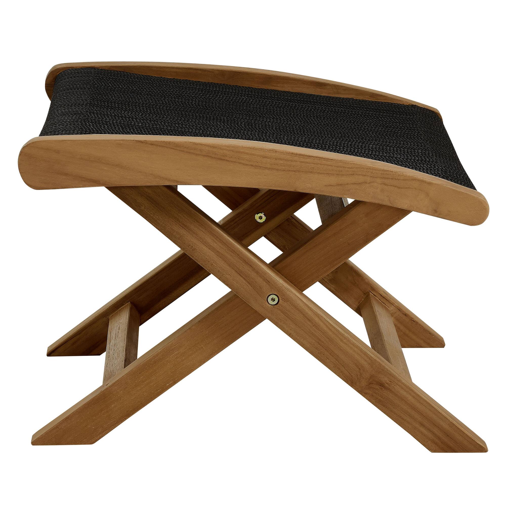 Alt View 8. Modway - Vienna 2-Piece Outdoor Patio Teak and Rope Folding Accent Lounge Chair and Ottoman Set by Modway - Natural Black.