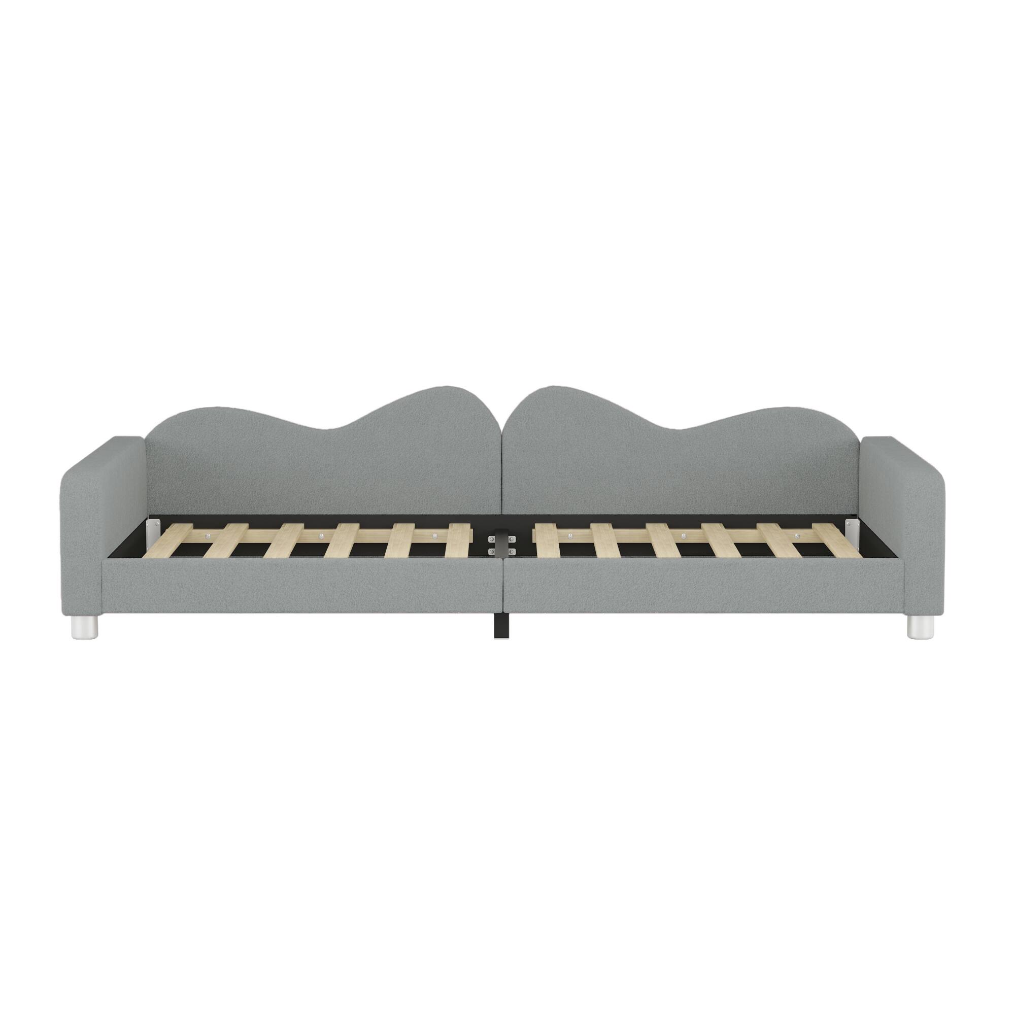 Alt View 7. GOODSILO - Twin Size Upholstered Sherpa Fabric Daybed with Cloud-Shaped Backrest Sofabed for Modern Home Decor - Gray.