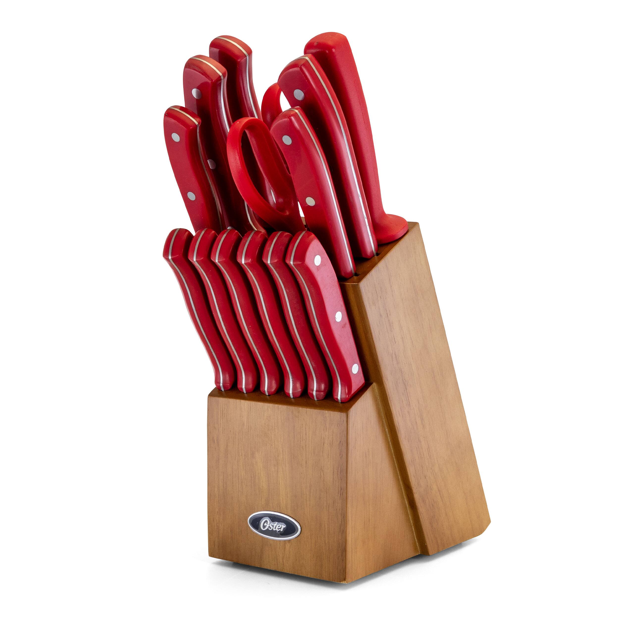Alt View 2. Oster - Oster Evansville 14 Piece Stainless Steel Cutlery Set with Red Handles - Red.