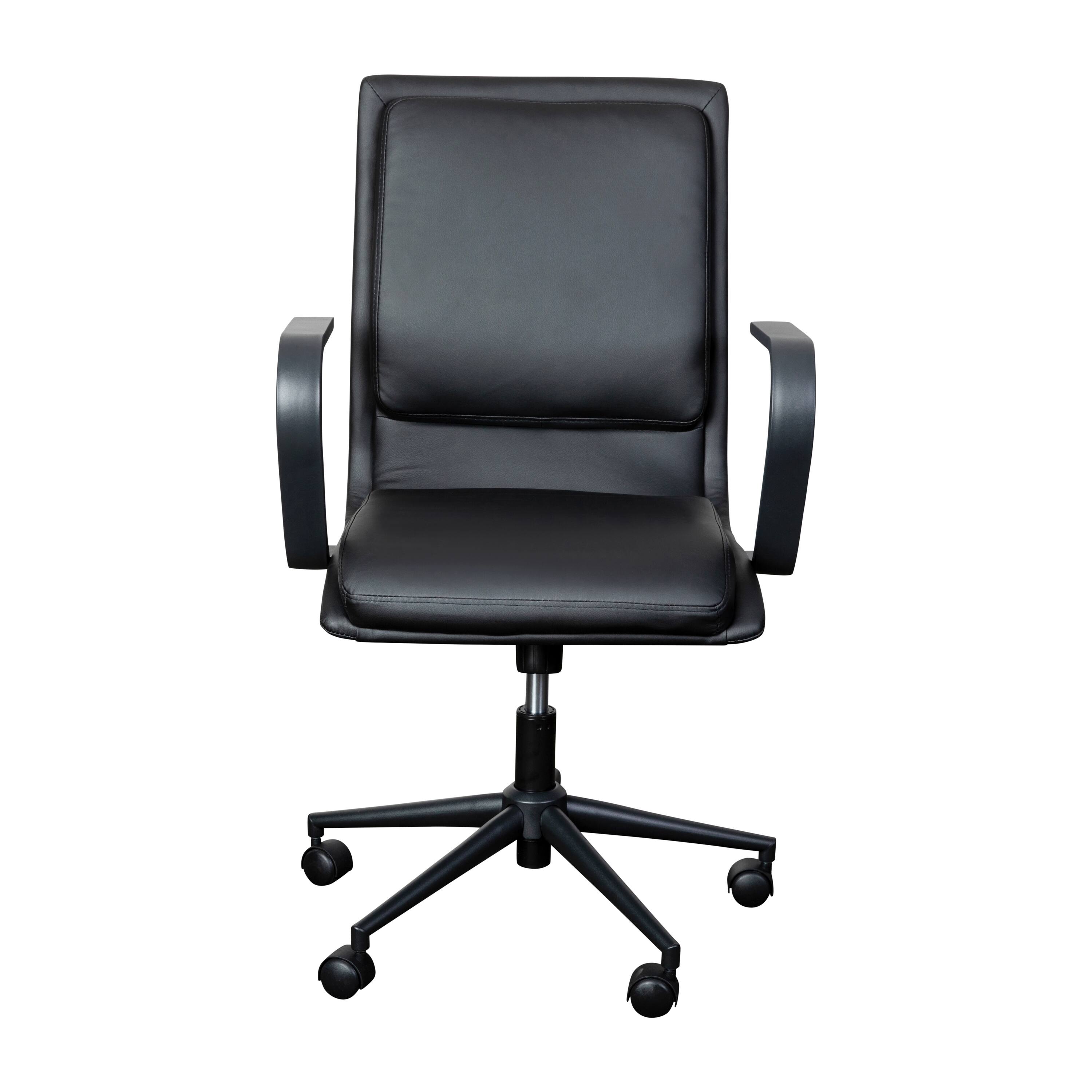 Alt View 9. Emma + Oliver - Ziva Modern Upholstered Mid-Back Home Office Chair with Arms and 5 Star Base - Black LeatherSoft/Black Frame.