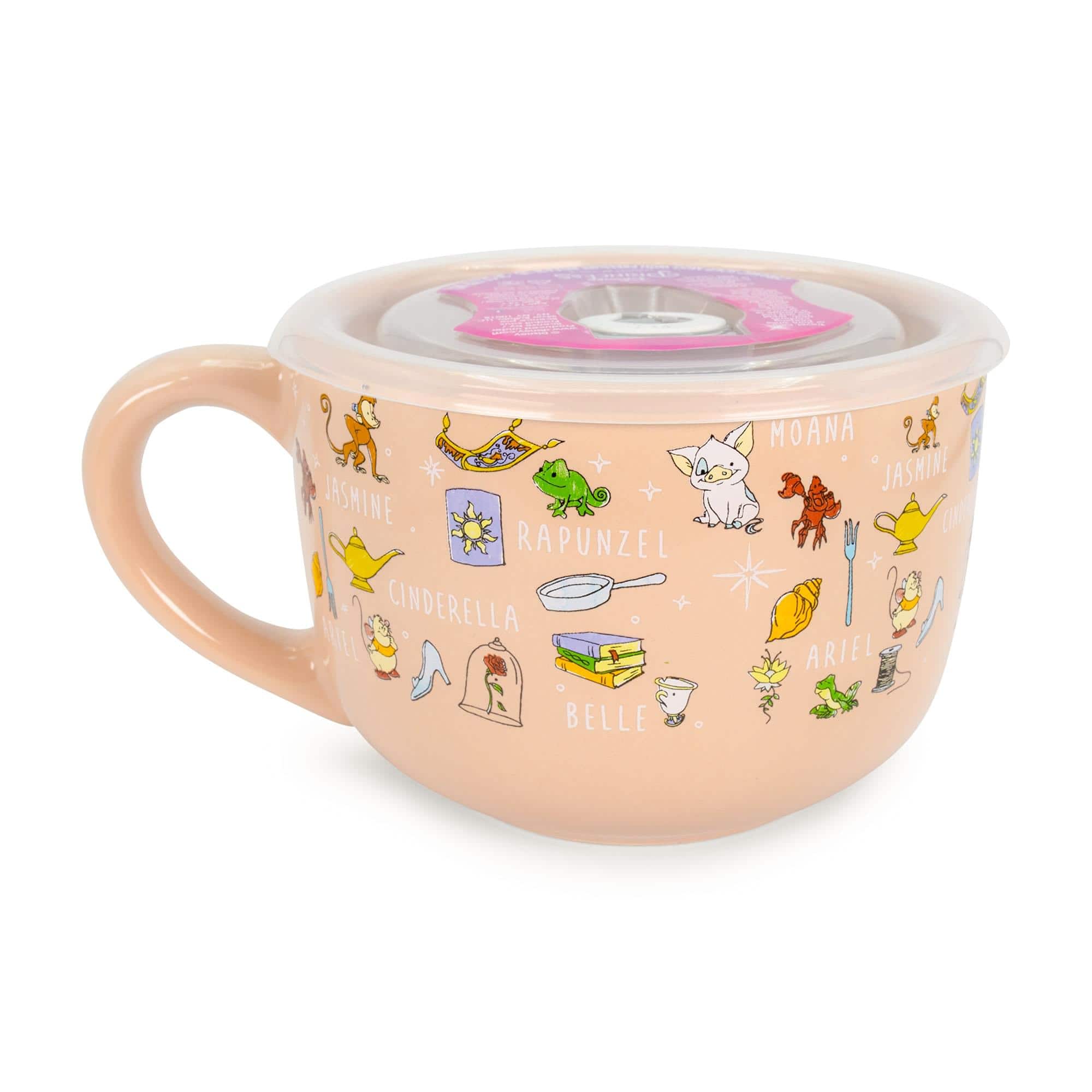 Silver Buffalo - Disney Princess Ceramic Soup Mug with Vented Lid | Holds 24 Ounces - Pink price history on PriceWatchPro