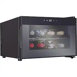 Ivation - Premium 8 Bottle Horizontal Thermoelectric Wine Cooler, Freestanding Wine Fridge - Black