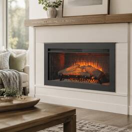 RYHNUYNE - 36 Inch Infrared Electric Fireplace Insert With Removable Trim Kit, Touch Panel Heater For Home Interior Warm Decor - Antique Black